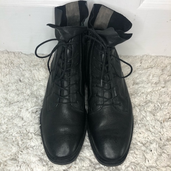 PAUL Green Leather Bernadette Combat Moto Boots 8 - Picture 3 of 8